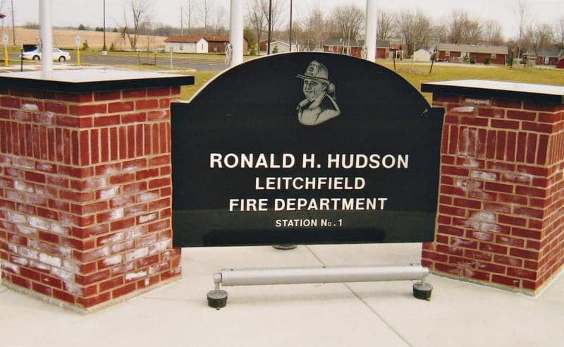 Ronald H. Hudson Leitchfield Fire Department Granite Sign