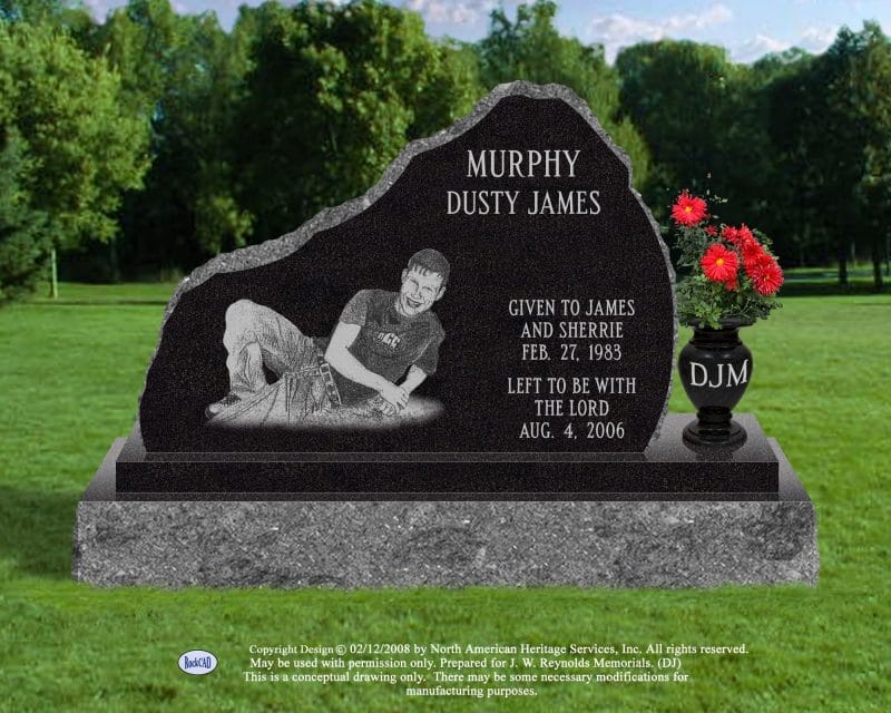 James Lounging Black Granite Infant and Child Headstone